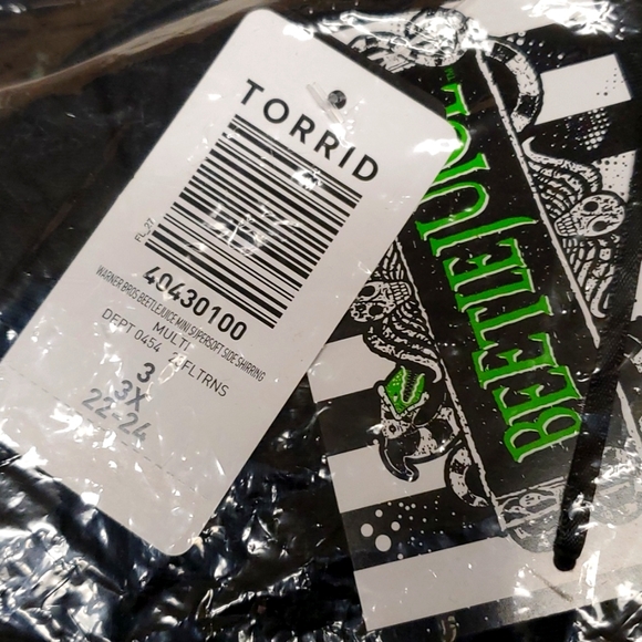 ❤️NWT VINTAGE TORRID SHEATH DRESS - BEETLEJUICE SHIRRED SUPER SOFT - HALLOWEEN - Picture 7 of 15